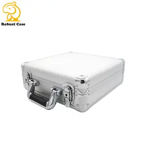 Simple locked durable aluminum case with embedded foam layers and anti-skidding handle for accessories