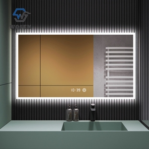 Rectangular LED Backlit <strong>Bathroom</strong> Mirror Digital <strong>Clock</strong> for Hotel Vanity Powder Room Home Decor Wholesale - Product Image 3
