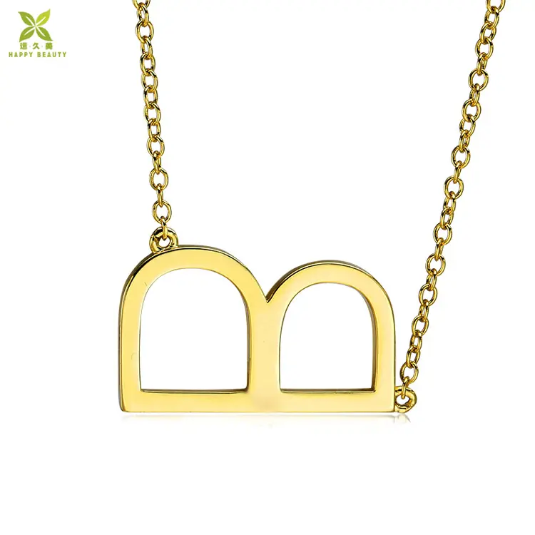 Regalos personalizados, collar de letras B chapadas en oro, collar de letras, joyería del alfabeto