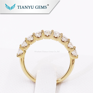 Tianyu gemas 14 K/18 k oro amarillo U anillo 9 unids 3mm redondo Corazón y flecha corte moissanite anillo de compromiso - Product Image 5