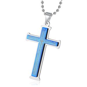 Collana con Croce Cristiana in Acciaio Inox con Incisione Laser, Regalo per Uomo e Donna, Pendente Crocifisso per Preghiera - Product Image 3