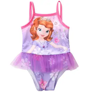 New model cute baby girl swimwear one piece with princess pattern girls swimsuit kid/children swimming Suit