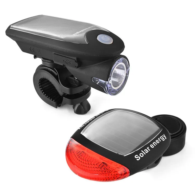 LED USB Aufladbare Fahrrad Licht set Scheinwerfer Solar Energy Fahrrad Front Licht Wasserdicht mit 360 Grad Rotierenden set