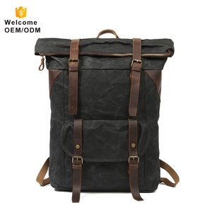 Bajo MOQ <span class=keywords><strong>camping</strong></span> impermeable senderismo viajes portátil mochila de los hombres al por mayor negro morral de la lona - Product Image 2