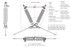 GW5-40.5, 126.252 (D) (W) 630A 1250A tipo CA al aire libre de aislamiento de alta tensión interruptor de desconexión - Product Image 6