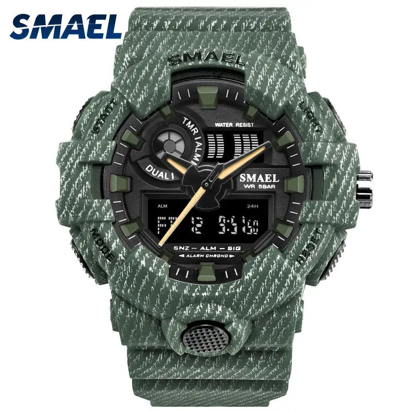 Smael 8001Brand Led Digital Watches Men Sports 50M Waterproof Big Dial Clock Wristwatches Relogio Masculino