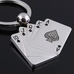 Metal creative poker key chain 10 J Q K A playing card Alloy Keychains