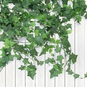 Ghirlanda di Edera Artificiale da 190 cm per Decorazione Murale, Foglie Verdi Finte per Ghirlande Nuziali - Product Image 1