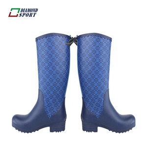 Haute qualité hauteur <span class=keywords><strong>du</strong></span> <span class=keywords><strong>genou</strong></span> femmes impression <span class=keywords><strong>en</strong></span> caoutchouc <span class=keywords><strong>botte</strong></span> de pluie - Product Image 4