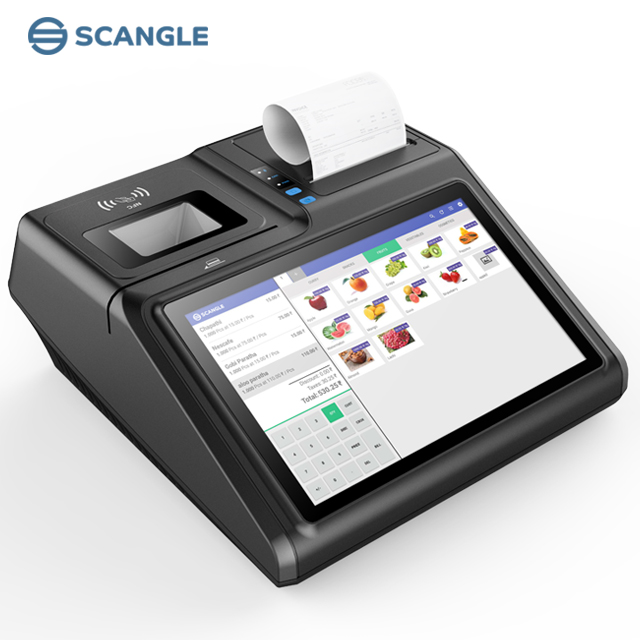 10,1 дюймовый Android POS-терминал Scangle с 80 мм термопринтером/считыватель NFC/VFD дисплей для пищевой площадки
