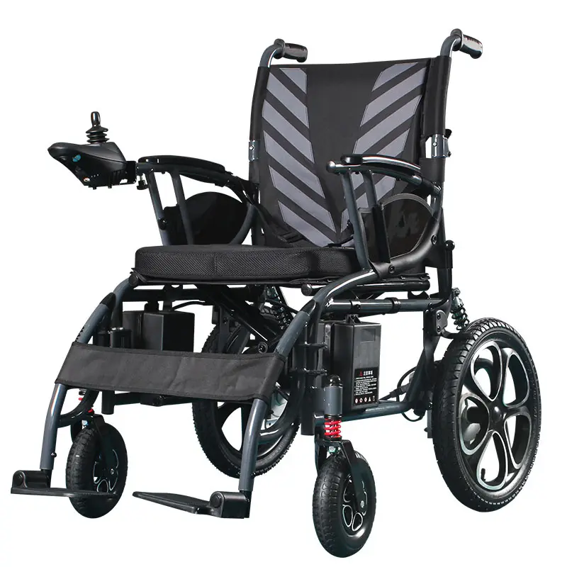 Neueste Faltbare Elektrische Rollstuhl stahl blei-säure elektrische rollstuhl mit vorne und zurück stoßdämpfer
