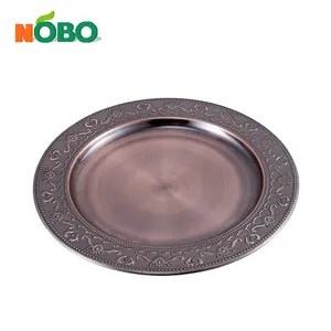 Round shape arab serving tray stainless steel wedding decoration plate