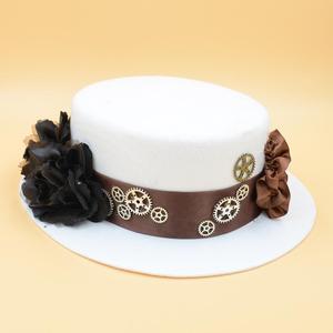 <span class=keywords><strong>Sombrero</strong></span> de copa <span class=keywords><strong>Steampunk</strong></span> blanco Victoriano de lujo de estilo a rayas para <span class=keywords><strong>mujer</strong></span>, disfraz de Mago para fiesta de Halloween, 2017 - Product Image 2
