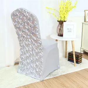 Copertura della sedia dello spandex del fiore bianco/copertura bianca della sedia di nozze