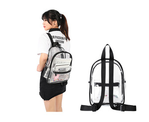 Mochila escolar transparente de PVC para chica, bolsa escolar para la universidad, bolsillo transparente, resistente, suministros escolares de plástico transparente