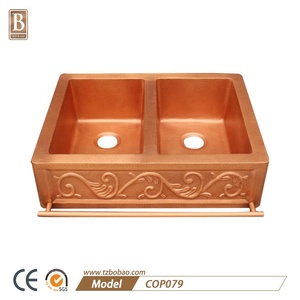 Vintage Retro Handmade Coffee Colour Double Bowl <strong>Copper</strong> Kitchen Basin <strong>Sink</strong> - Product Image 2