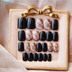 24 pcs/ensemble Pleine Couverture À Court <span class=keywords><strong>Faux</strong></span> Ongles Conseils avec Conception Presse sur les Ongles avec de La Colle - Product Image 4