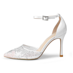 Scarpe da donna <span class=keywords><strong>con</strong></span> tacco a punta scarpe comfort sandali <span class=keywords><strong>con</strong></span> tacco pizzo bianco signore <span class=keywords><strong>tacchi</strong></span> 2021 scarpe da sposa da sposa - Product Image 3