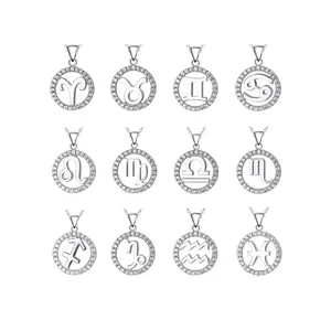 Женский астрологический ореол DDW03, серебро 925 пробы, 12 знаков зодиака, круглое ожерелье, кулон