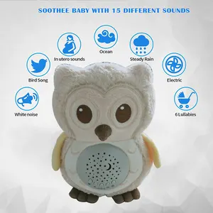 Cry sensörü baykuş beyaz gürültü oyuncak, bebek uyku Shusher ses makinesi projektör peluş oyuncak