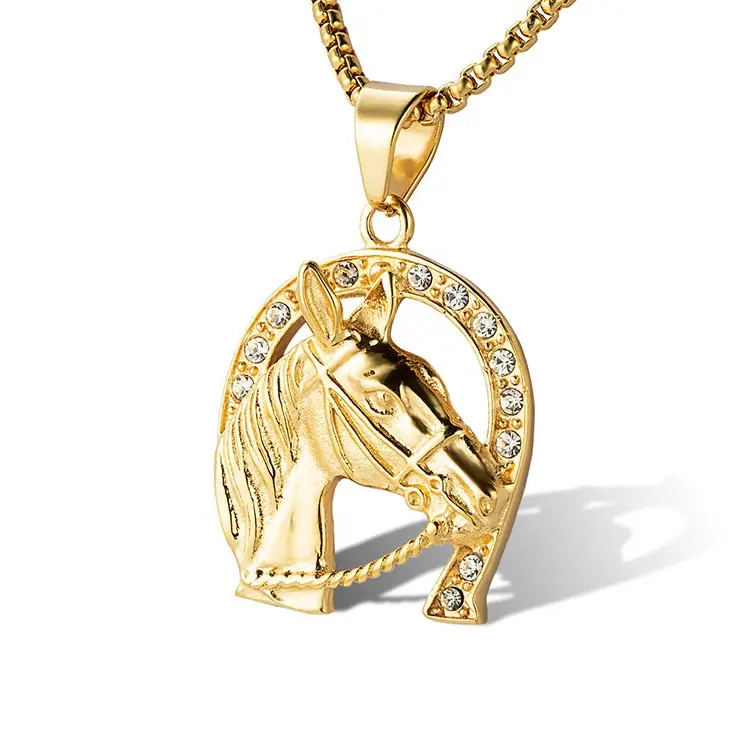 Marlary Serie Animale di Moda Ovale Testa di Cavallo Del Pendente di Figura 18 K Placcato Oro Dei Monili Della Cz