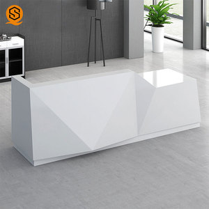 Design de luxo atacado branco moderno usado pedra artificial sólida mobiliário de escritório recepção contador - Product Image 1