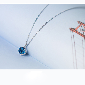 Las mujeres de moda de joyería de piedra azul colgante collares de plata esterlina - Product Image 3