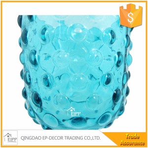 Océan Style Cylindre de Grande Taille Relief Bleu En Verre <span class=keywords><strong>Photophore</strong></span> - Product Image 3