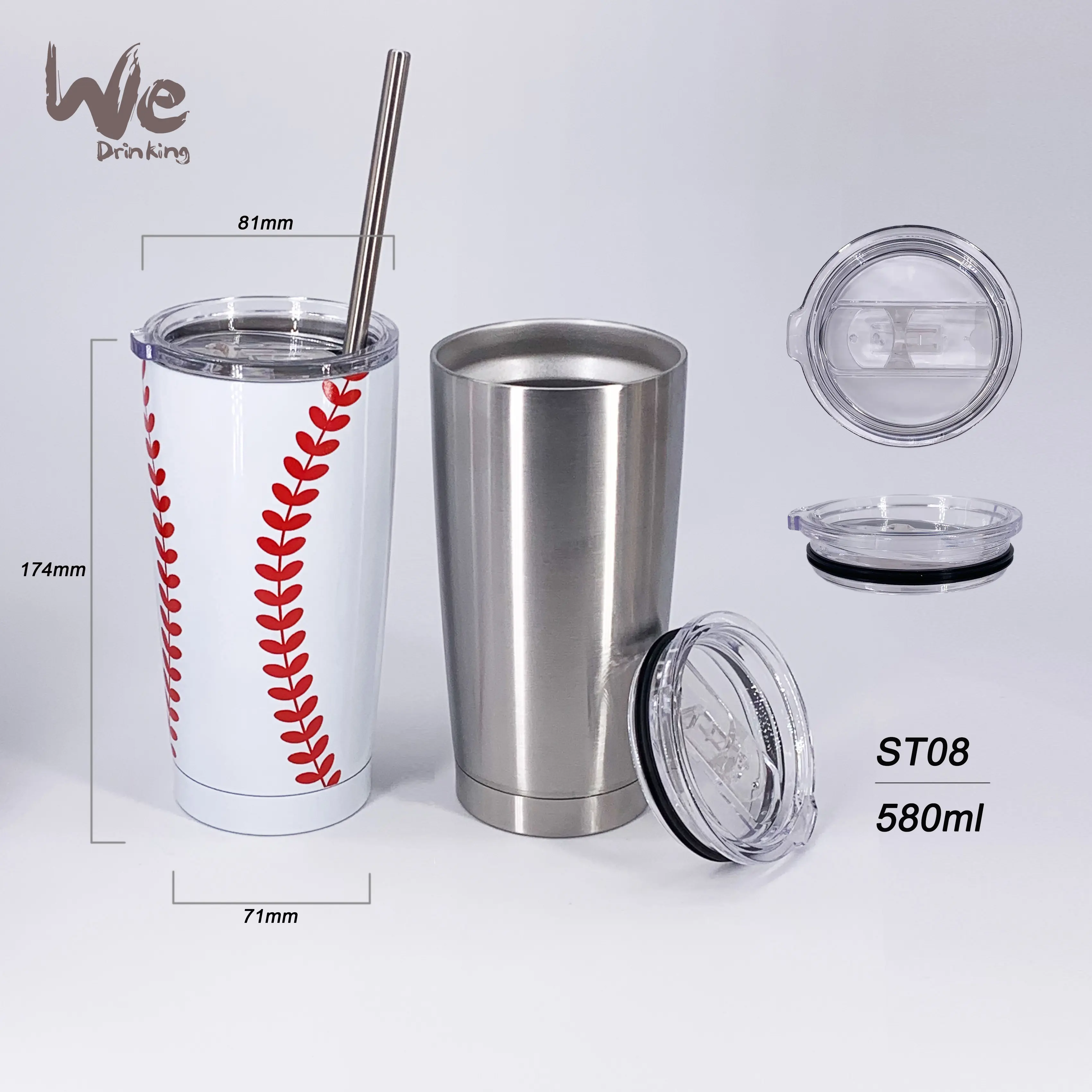 ST08 580ml Premium Quality Double Wall Vacuum Insulated Stainless Steel Tumbler with Splash Proof Sliding Lid for Cold Drinks