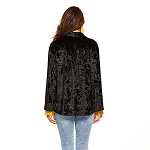 El servicio ODM negro de manga larga de terciopelo camisa de temporada de invierno moda Casual <span class=keywords><strong>dama</strong></span> <span class=keywords><strong>abrigo</strong></span> para las mujeres - Product Image 5
