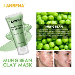 LANBENA verde orgánico Frijol mungo limpieza toxinas máscara facial de arcilla - Product Image 3