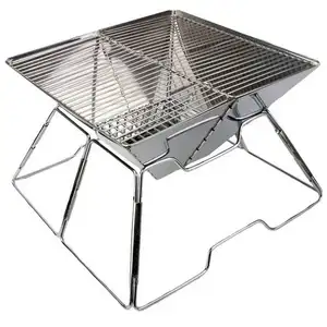 Phụ Kiện Xe Hơi Bếp Gấp Dùng Ngoài Trời Bếp Nướng Than Bằng Thép Không Gỉ BBQ Patio Cắm Trại