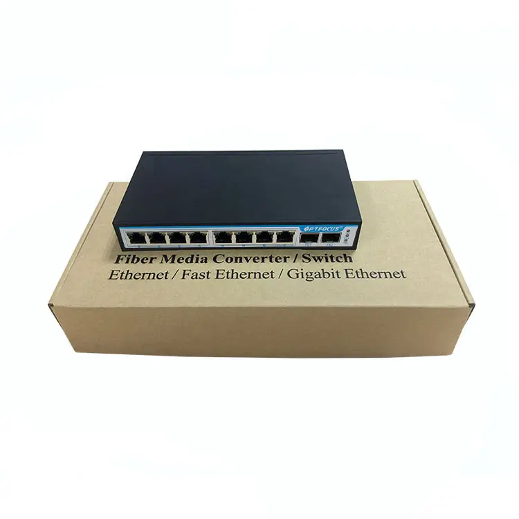 8 porta 100Base-FX(SFP) + 2 porte gigabit Gestito 8 port switch in fibra