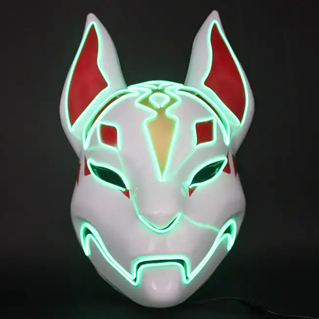Светящаяся светодиодная маска с подсветкой животного, маска лисы для Хэллоуина, вечеринки, танцевальных представлений