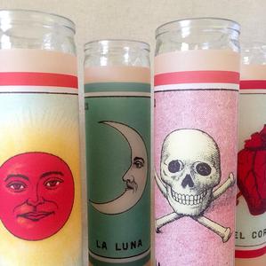 Vela Votiva de Vidrio con Diseño de Arte Folclórico Mexicano, Estilo Latinoamericano Vintage - Product Image 2