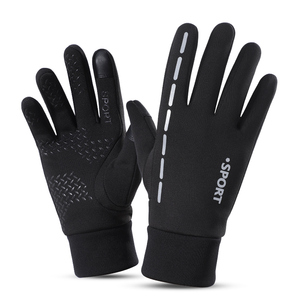 Custom logo Reflective Stripe Running Bike Riding <strong>Touchscreen</strong> Men Winter <strong>Gloves</strong> - Product Image 2