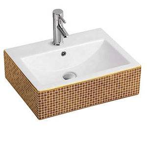 Rectangular mostrador vintage hecho a mano de porcelana, lavabo en el cuarto de baño con borde de la flor - Product Image 4
