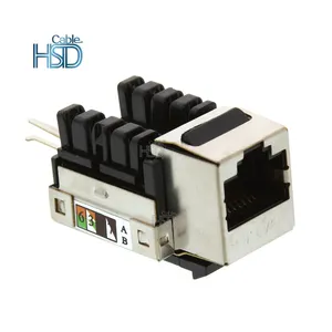 HARGA TERBAIK Kualitas Tinggi Cat6 Rj45 Pukulan Bawah Jaringan Kucing 6 Keystone Jack 90 Derajat Amp FTP Dilindungi Modular Plug OEM Pabrik