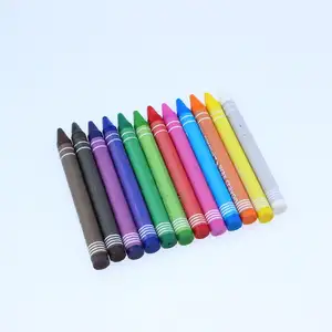 School stationery supplier 12 color wax crayons in paper box