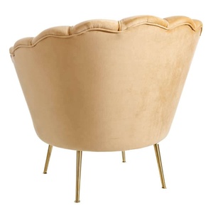 Poltrona Moderna Decorativa in Tessuto <span class=keywords><strong>Giallo</strong></span> per Soggiorno, <span class=keywords><strong>Divano</strong></span> Singolo Sagomato in Velluto - Product Image 5