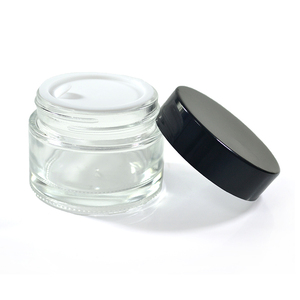 Envases de cosméticos embalaje 15g 30g 50g ámbar negro verde azul claro tarro de crema de vidrio negro de aluminio tapa - Product Image 3