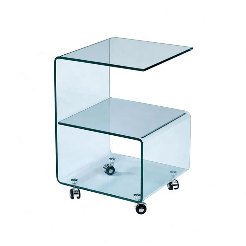 सबसे अच्छा बिक्री कमरे में रहने वाले फर्नीचर 6-आकार तुला आम ग्लास जंगम छोटे गिलास साइड टेबल/बेडसाइड टेबल के साथ चार Pulleys