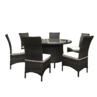 Fabrik preis Rattan/Korb möbel 7 PCS Outdoor Dining Set Runder Tisch und Stuhl Set