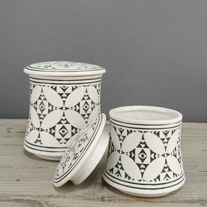 Antiguo regalo de artesanía mate vacía <span class=keywords><strong>casa</strong></span> única, decoración de lujo de vela de cerámica contenedores con tapas - Product Image 2