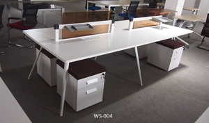 משרד ריהוט חדרון מודולרי <span class=keywords><strong>2</strong></span> אדם פקיד מחשב שולחן זכוכית מחיצת העבודה שולחן ב מלמין עץ לוח - Product Image 5