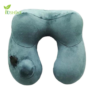 Main presse bump style gonflable <span class=keywords><strong>U</strong></span> en forme de PVC cristal <span class=keywords><strong>super</strong></span> velours cou reste oreiller automatique tête soutien sommeil ore - Product Image 2