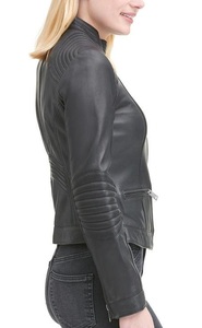 Chaqueta de cuero para mujer, abrigo de moda de otoño e invierno de cuero de oveja, ropa de fábrica, ropa de mujer, poliéster personalizado - Product Image 4