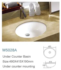 Sanitary Ware Ceramic Round Design Under Counter Wash Basin Sink Bathroom