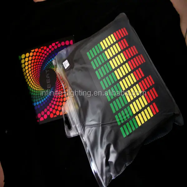 Alto brillo intermitente! ECUALIZADOR camiseta LED/el sonido activado camiseta Shenzhen