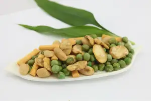 China Oem Zoete Japanse Rijst Crackers En Gecoat Pinda Tuinbonen Groene Erwten Mix Snacks